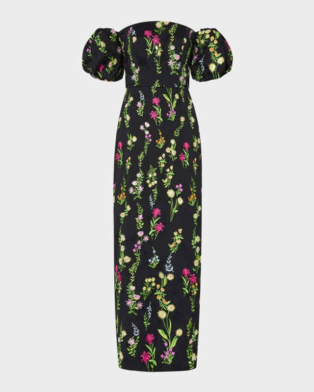 Nira Off-Shoulder Embroidered Midi Dress